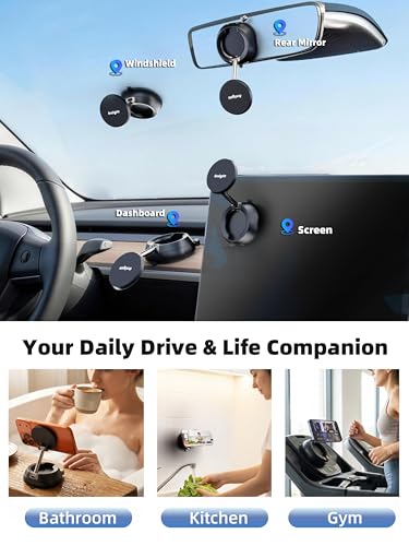 MagSafe Car Mount – Vacuum Suction Cup Phone Holder with Strong Magnet for Dashboard, Windshield, Desk, Gym, Magnetic Phone Mount for iPhone 18/17/16/15/14 Pro Max