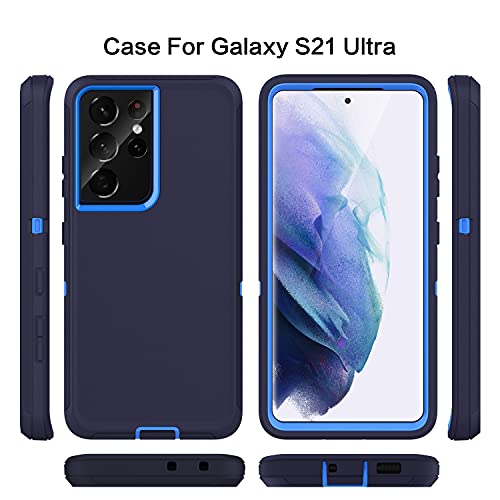 MXX Case Compatible with Galaxy S21 Ultra Case, 3-Layer Super Full Heavy Duty Body Bumper Cover/Shock Protection/Dust Proof, Designed for Samsung Galaxy S21 Ultra 5G 6.8 Inch 2021 (Blue) - color: Blue