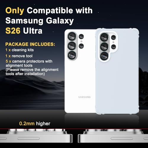 Camera Lens Protector for Samsung Galaxy S26 Ultra, Black - color: Black