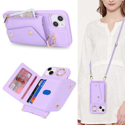 Lipvina Crossbody Wallet Case for iPhone 13,Purple - color: 05-Purple, size: iPhone 13 6.1"