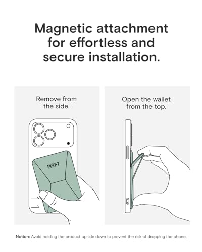 MOFT Magnetic Wallet Stand Compatible with iPhone 18/17/16/15/14/13 Series, Angle Adjustment Magsafe Compatible MOVAS Phone Stand - color: Seafoam, size: Standard