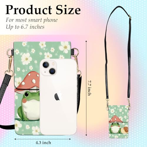 Small Crossbody Bags for Women Touchscreen Cell Phone Bag Cross Body Purses with adjustable Strap,Gifts For Teenage Girls - color: Cute Frog Mushroom Snail