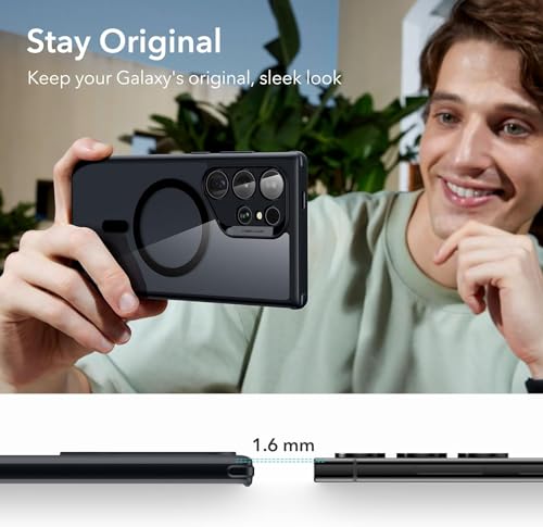 ESR for Samsung Galaxy S24 Ultra Magsafe Case with Kickstand, Wireless Charging Compatible with Magnetic, 3 Stand Modes, Military-Grade Protection, Shockproof Case Slim Fit for S24 Ultra, Clear Black - color: Magsafe Boost-Clear Black