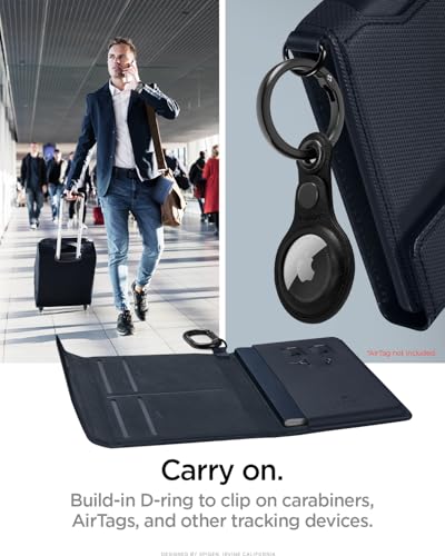 Spigen Life Passport Card Cover Holder, RFID Blocking | Travel Document Organizer, SIM Card Pin Included - Black - color: Navy Blue