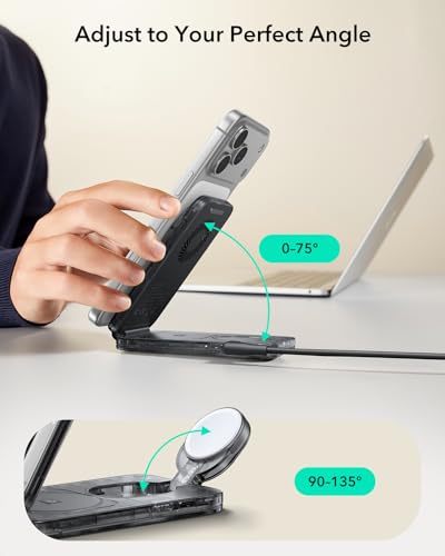 ESR 3 in 1 Charging Station, Qi2.2 25W MagSafe Charger Stand w/Cryoboost - color: Frosted Graphite