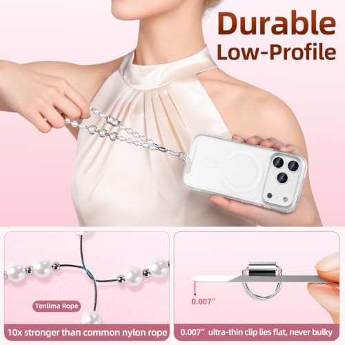 Beaded Phone Charm - Detachable Anti Theft Wrist Strap for Women - Phone Chain Wristlet - Fits iPhone Samsung Pixel - color: Aurora Purple