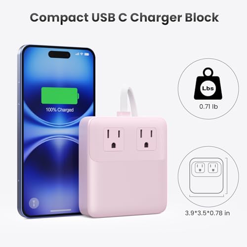 135W Charging Station USB C Power Strip,6-in-1 GaN USB C Charger Block with Plug &5ft Cord,2 AC,2 USB-A,2 USB-C,PD 65W Laptop Charger for MacBook,iPhone 16/15/14,Desktop Fast Charging for Home,Office