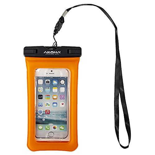 AKONA Gobi. A Floating Waterprood Case for Cell Phone. iPhone Xs/XS MAX/XR/8/8plus, Samsung Galaxy s10/s9, Google Pixel 2, HTC LG Sony Moto, Up to 7.0" - Orange - color: Orange