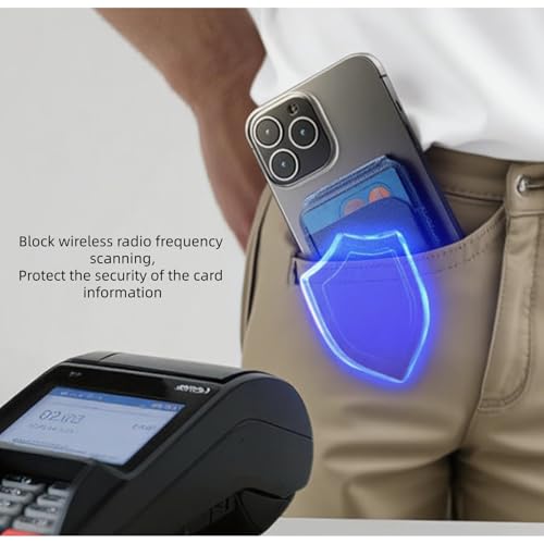 Magnetic Wallet for Mag-Safe with Adjustable Stand, 5 Card Holder, RFID Blocking,Upgraded Leather Card Holder Wallets Compatible with iPhone 17 16 15 14 13 12 Series - color: Deep Blue folding support