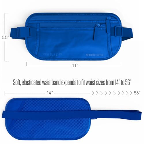 VENTURE 4TH Travel Money Belt, RFID Blocking Passport Holder - Sleek Blue - color: Sleek Blue