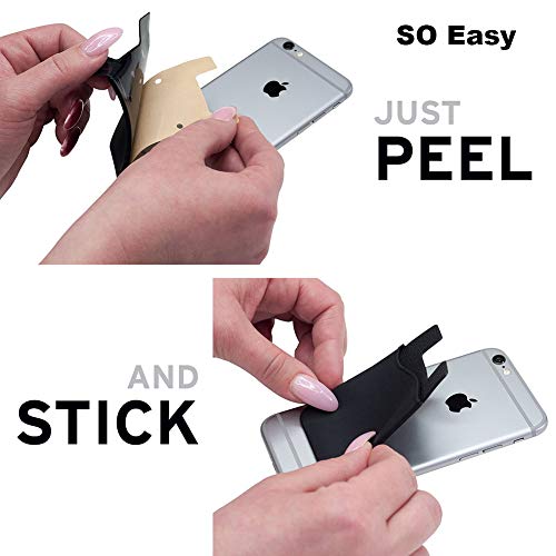 HEKEUOR Silicone Card Keeper Phone Wallet Credit Card ID Card Holder For Iphone, Android and Most Smartphones (1 Black + 1 Navy + 1 Blue)