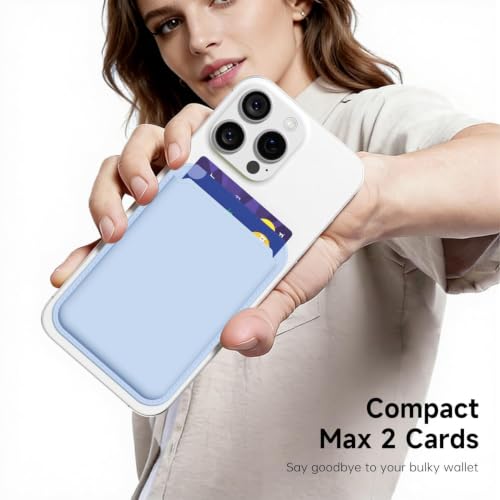 LoeoeL Magnetic Phone Wallet Compatible with Magsafe Wallet, Silicone ID Credit Card Holder Wallets for Back of Phone Pocket, Slim Thin Pouch Sleeve Wallets for iPhone Samsung, Light Blue - color: Light Blue