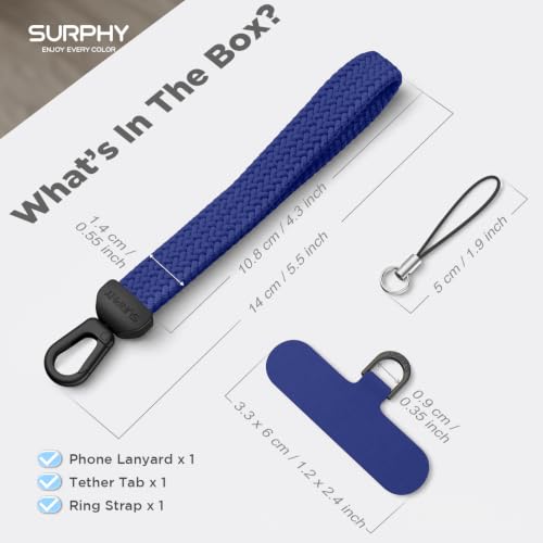 SURPHY Elastic Phone Wrist Strap, Phone Lanyard, Key Chain Lanyards - color: Deep Blue