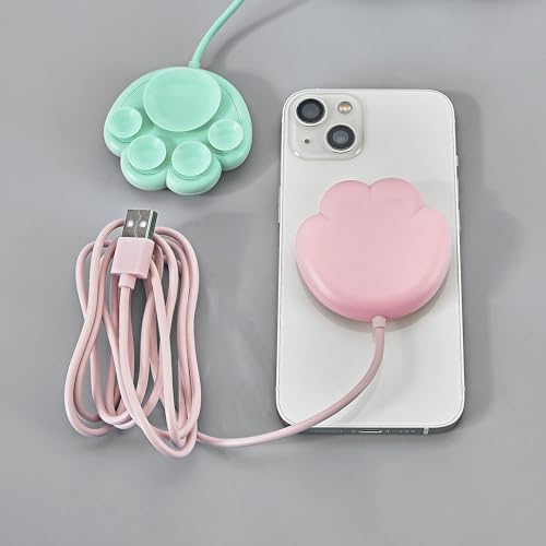 Pink Cat Paw Wireless Charger - 15W Fast Charging for iPhone & Samsung, for Cat Lovers, Best Friends & Teens (Adorable Design)(No AC Adapter) (Pink) - color: Pink