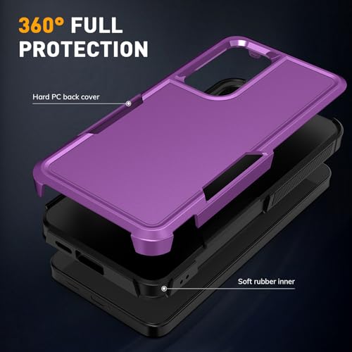 Vinve for Samsung Galaxy S25 FE Case with HD Screen Protector, Military-Grade Shockproof & Dual-Layer Protection, Anti-Slip Grip Design Phone Case, Purple - color: Purple