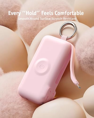 RORRY Flow Portable Charger 10000mAh 40W Wall Plug Power Bank Battery Pack - color: Pink