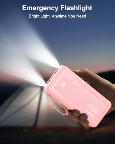 Portable Charger 27000mAh 30W Fast Charging Power Bank - color: Pink, size: 27000Mah