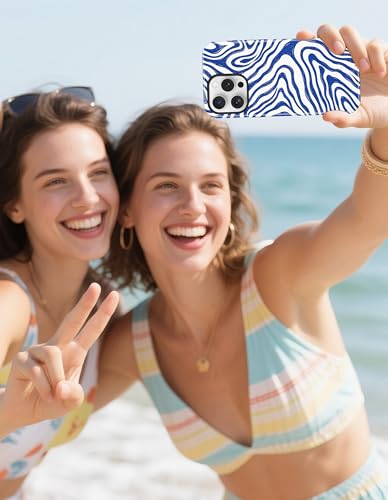 Jusy Magnetic Zebra Phone Case for iPhone 17 Pro Max,Blue | Compatible with MagSafe, Cute Aesthetic Zebra Design, TPU and PC Protective Shockproof Cover - color: Blue