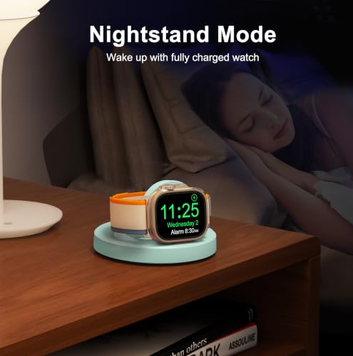 Upgraded for Apple Watch Charger, Foldable Travel Fast Charging Dock - color: Mint Green, size: USB A