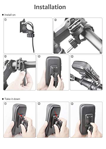 ROTTO Bike Phone Mount Bicycle Cell Phone Holder Handlebar Bag Anti-shake Waterproof with 360° Rotation Three Sizes