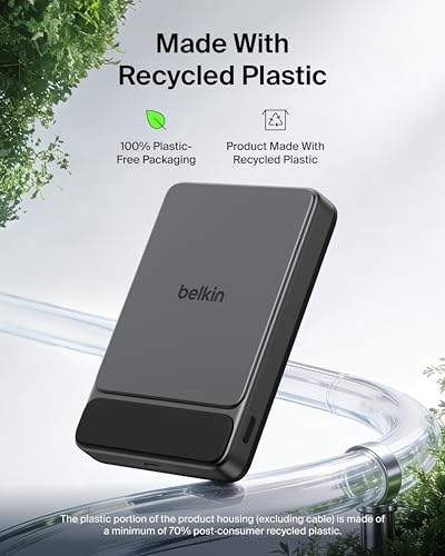 Belkin 10000mAh Qi2 25W Slim Portable Charger Power Bank with USB C Cable - color: Black