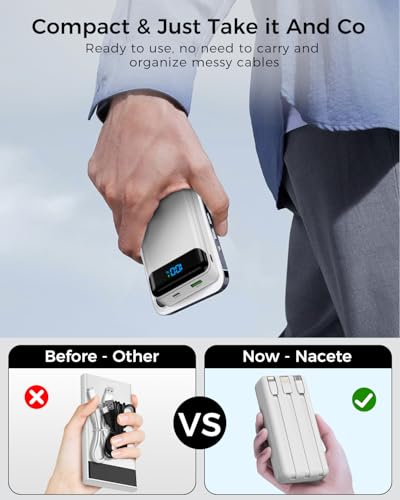Portable Charger 40000mAh Power Bank, PD 22.5W Fast Charging - color: White