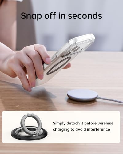 SYNCWIRE Magnetic Phone Ring Holder, for MagSafe Phone Grip Stand Kickstand - color: Black