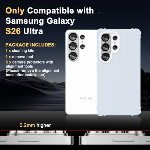Camera Lens Protector for Samsung Galaxy S26 Ultra, Silver - color: Silver