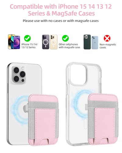 For Magsafe Wallet, 7 Card Holder, RFID Blocking, Strongest Magnet | Magnetic Wallet for iPhone 17/16/15/14/13/12 Series, for Magsafe Card Holder with 2 Card Slots, Vegan Leather, Pink - color: Pink