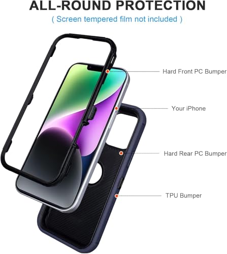 Shockproof for iPhone 14 Case Protective, Heavy Duty Rugged Full-Body, Blue | for Defender Phone Case iPhone 14, Anti-Drop, Military-Grade Phone Case - color: Blue