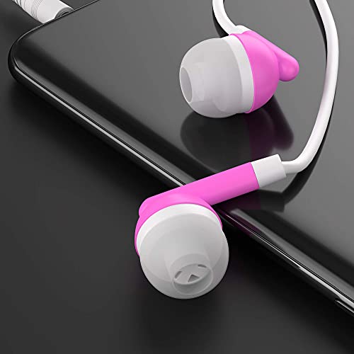 Maeline Bulk Earbuds with 3.5 mm Headphone Plug - 20 Pack - Pink - color: Pink, size: 20 Pack