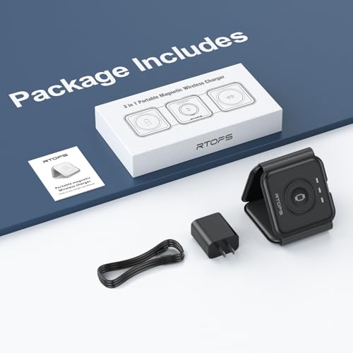 3 in 1 Wireless Charging Station for Apple,Foldable Magnetic Travel Charger - color: black
