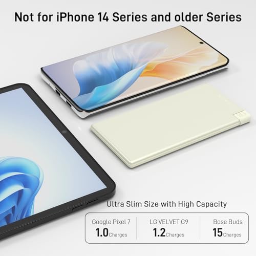 Auskang Thin Portable Charger with Built in USB-C Cable-5000mAh Slim Power Bank Compatible with Samsung, Google Pixel/Android Phones/ iPhone17 16 15 Series etc-Thin Battery Pack for Outdoor Travel