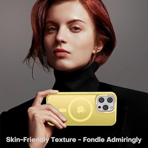 Newfuture Magnetic for iPhone 15 pro Case Matte Shockproof, Yellow | Military Drop Protection, Slim Matte Anti-Fingerprint, Compatible with Magsafe, Camera Guard, Translucent Protective Cover - color: Yellow, size: iPhone 15 Pro 6.1 inch