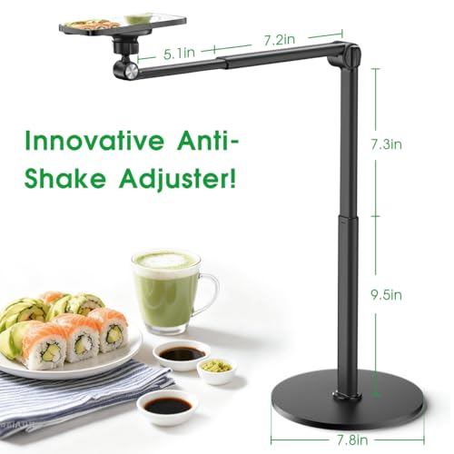 Magnetic Dual Phone Overhead Stand, Telescoping Aluminum Tripod