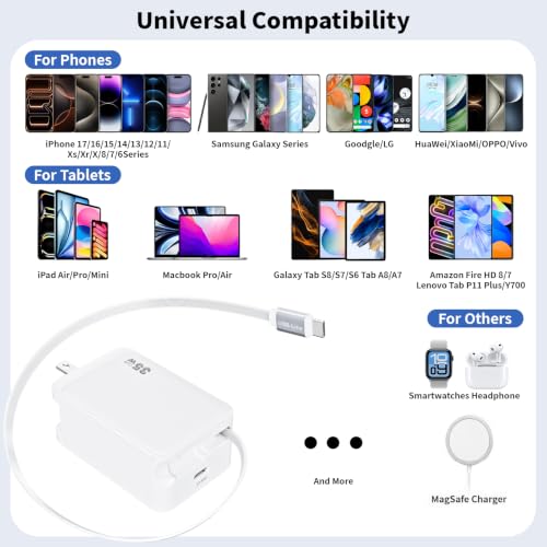 USB C Retractable Wall Charger with Foldable Plug, 35W Compact iPhone Block