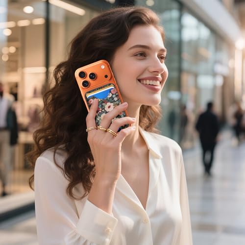 Compatible with Magsafe Wallet Magnetic Card Holder - Retro Flowers Phone Wallets for Women Teen Girls Cute for iPhone 17/16/15/14/13/12 Series Slim for Apple Mag RFID Magnet,Fit 3 Cards - color: Retro Flowers