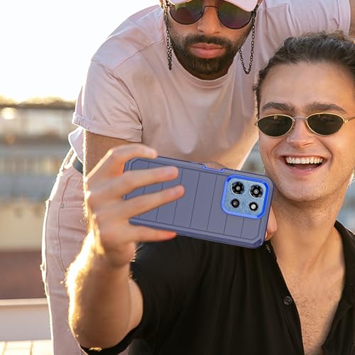 for Motorola Moto G 2026/2025 Case: for Moto G Play 2026 Case with Belt Clip Holster, Heavy Duty 3-Layer Military Grade Rugged Full Body Protection Cover (Navy Blue/Blue) - color: Navy Blue/Blue