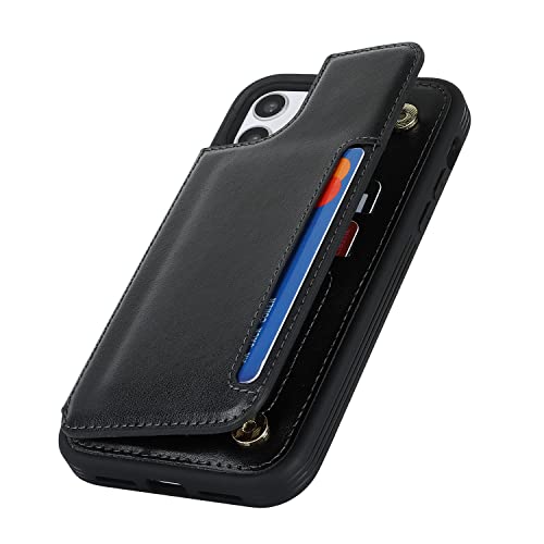 iCoverCase Compatible with iPhone 11 Case with Card Holder, Wallet Phone Case for Women Men RFID Blocking PU Leather Protective Case 6.1 Inch (Black) - color: Black
