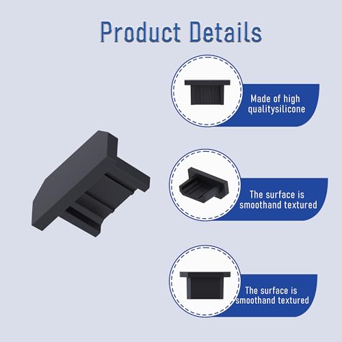 5 PCS Micro USB Port Anti-dust Plugs, Silicone Covers Caps Stoppers, Port Protector for PC Laptop Notebook Computers, Other Devices, 0.26 x 0.09 (LxW) - size: Micro USB/Black/5 PCS