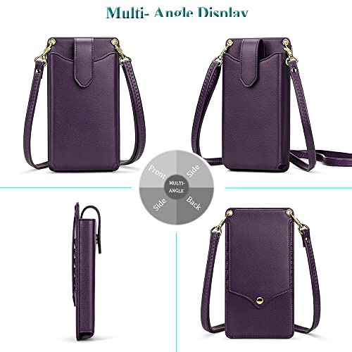 Peacocktion Small Crossbody Cell Phone Purse for Women, Lightweight Mini Small Crossbody Bags for Women with Card Slots - color: 18-purple