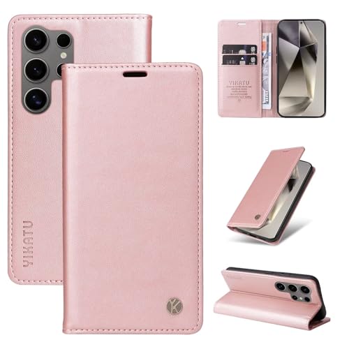 Compatible with Samsung Galaxy S25 Ultra Wallet Case PU Leather Flip Folio Case with Card Holder Magnetic Closure Shockproof Protective Phone Cover Rose Gold - color: Rose Gold, size: Samsung S25 Ultra