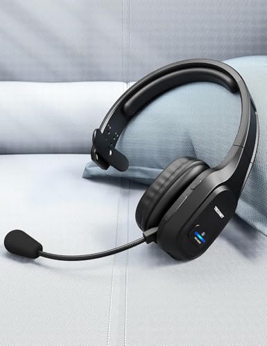 TECKNET Trucker Bluetooth Headset, AI Noise Canceling Mic, Wireless On-Ear