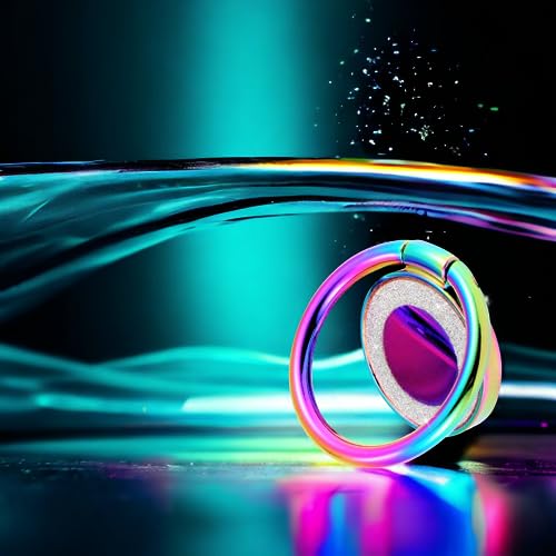Cell Phone Ring Holder Finger Kickstand Turns 360° Degrees & 180° Degrees Adjustable to Fit Your Needs Helps Stabilize Phone for Selfies iPhone Stand Phone Grip Circle Bling 52014 (Rainbow) - color: Rainbow