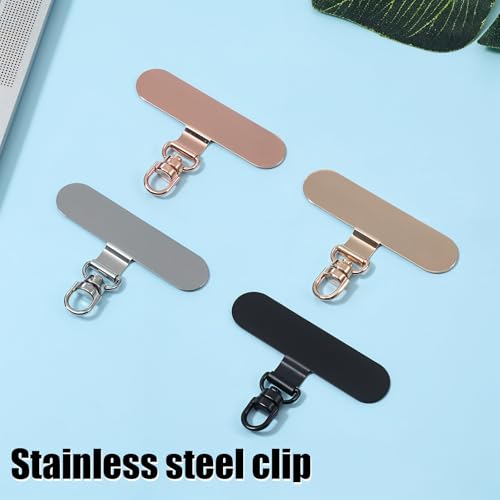 Psyqtsuary 4 Pack Metal Phone Tether Tab, 360° Rotating Phone Lanyard Tab Universal, Ultra Thin Metal Phones Lanyard Patch Replacement, No Adhesive Cellphone Lanyards Anchor for Full Coverage Cases