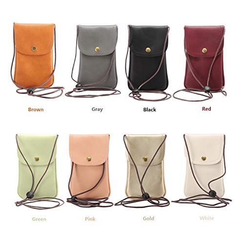 Cell Phone Neck Pouch, PU Leather Carrying Bag with Credit Card Holder Adjustable Strap, Small Travel Purse for iPhone 11 XR XS Max SE 8 7 6 Plus, Galaxy S10 S7 Edge A10 J7, Moto G6 (Gray) - color: 01 Gray