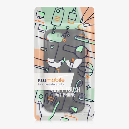 kwmobile TPU Silicone Case Compatible with Apple iPhone 17e / iPhone 16e - Case Soft Cover - Don't Touch My Phone White/Black - size: iPhone 17e / iPhone 16e