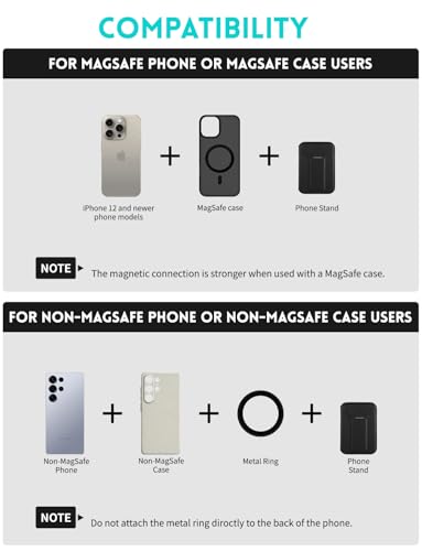 Cell phone wallet,Magnetic Wallet for iPhone 17e/17/16/15/14/13/12 series, Selected Samsung,RFID Blocking, 4 Cards Holder for Phone Case, with Wallet Stand - color: Black