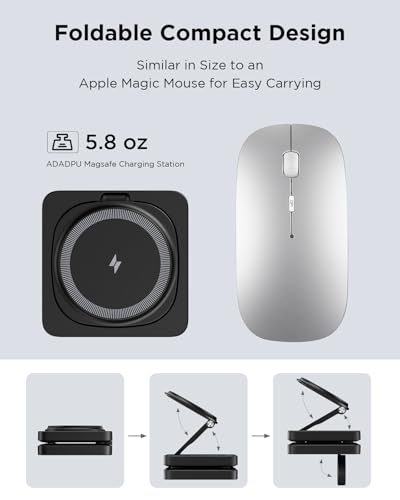 Traveling Magnetic Wireless Charging Station - ADADPU 3 in 1 Foldable Charger Stand for Apple Devices, Travel Charging Pad for iPhone 18 Pro Max 17 16 15 14 13 12 Series, for Apple Watch AirPods,Black