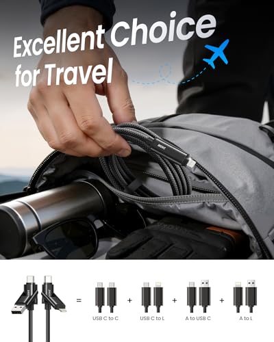 Silkland 4 in 1 Multi Charging Cable 240W Fast Charging Cords 5FT, Braided